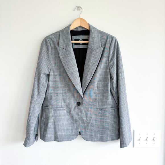 Hipchik Couture Beaded Blue Skull Plaid Single-Breasted Blazer Gray 14 - Picture 2 of 7